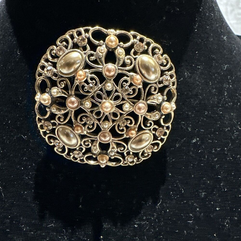 COSTUME VINTAGE Faux Pearl STONES BROOCH FASHION